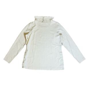 L.L. Bean Women’s Quilted Snap-Side Tunic Top Ivory White Size M